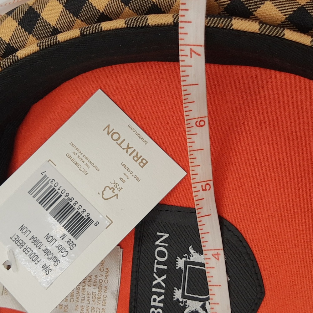 Brixton Fiddler Beret Cap Hat Gingham Plaid Yellow Black NEW Sizes S, M, L - Picture 10 of 14